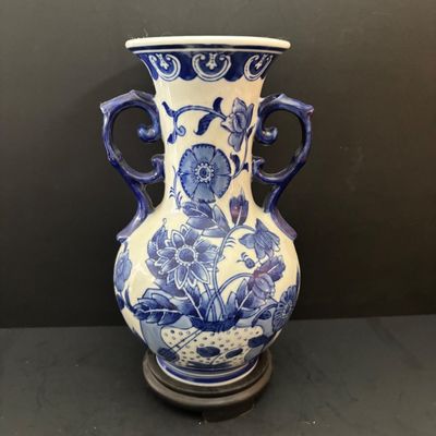 LOT 96: Blue & White Collection: Soup Tureen& Under Plate, Flower Frog, Electric Teapot, Home Accents Vase, Hexagonal Flower...