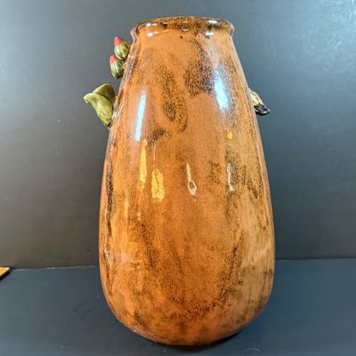 LOT 186: Large Ceramic Vase with Flowers and a Bird