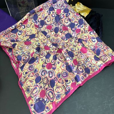 LOT 110: Vintage Scarves, Gold Tone Chain Necklace (1 is Monet), Vibrant Muti Colored Belt