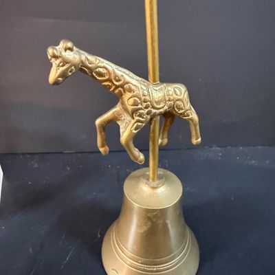 LOT 249: Elephant Collection Including a Planter, Figurines, Glass Trinket Box and a Giraffe Brass Bell
