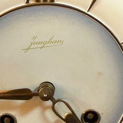 LOT 252: Vintage Junghans Art Deco Mantel Clock and Alabaster Vase