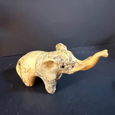 LOT 249: Elephant Collection Including a Planter, Figurines, Glass Trinket Box and a Giraffe Brass Bell