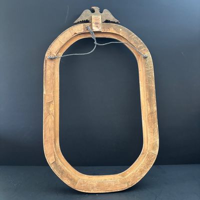 LOT 109: Vintage Federal Style Oval Picture Frame-NO Glass, Resin Brass-Tone Eagle Statue signed PDU & Anchor Hocking Candy Dish