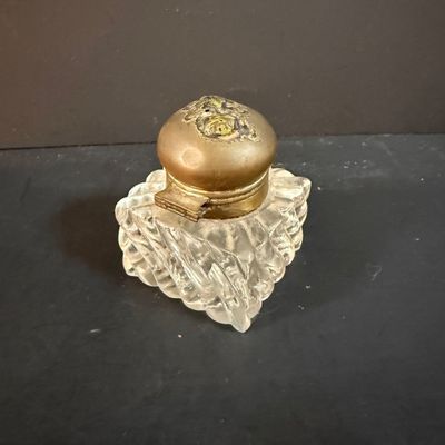 LOT 250: Antique Cast Iron Desk Stand with Hunting Scene and Glass Inkwells and Letter Openers