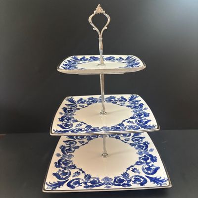 LOT 100: Vintage Bombay & Co. 3-Tier Pastry/Dessert Stand & Cheese/Serving Tray with Original Box