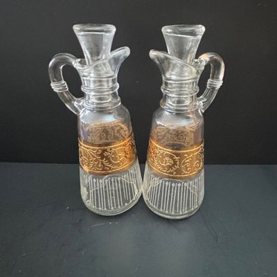 LOT 118: Large Collection of Salt Cellars, Nippon, Anchor Hocking Starlyte Cruet Set, Fifth Avenue Crystal Glass Covered Butter Dish w/...