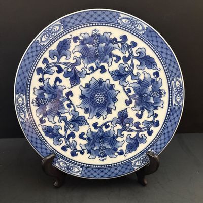 LOT 98: Vintage Bombay & Co. Cobalt Blue & White Footed Coffee Pot, "Grace" Mug, Porcelain Handle Serving Pieces &...