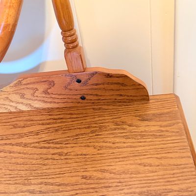 LOT 185: Wood Vanity Table and Mirror and Chair