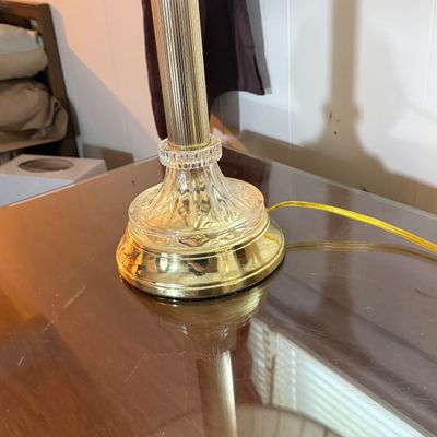 LOT 181: Pair of Crystal and Goldtone Table Lamps