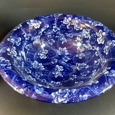 LOT 189: Blue Victoria Ware Ironstone Pitcher and Basin/Wash Bowl
