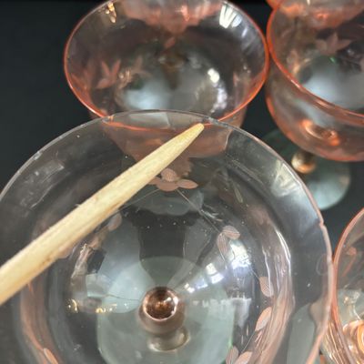 LOT 106: Vintage Pink "Watermelon" & Uranium Depression Stemware
