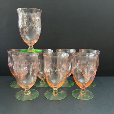 LOT 104: Vintage Pink "Watermelon" & Uranium Depression Glasses