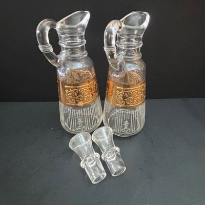 LOT 118: Large Collection of Salt Cellars, Nippon, Anchor Hocking Starlyte Cruet Set, Fifth Avenue Crystal Glass Covered Butter Dish w/...