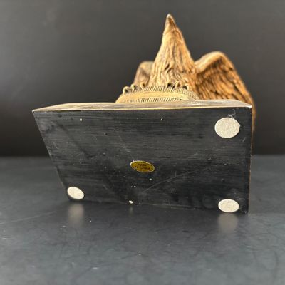 LOT 109: Vintage Federal Style Oval Picture Frame-NO Glass, Resin Brass-Tone Eagle Statue signed PDU & Anchor Hocking Candy Dish
