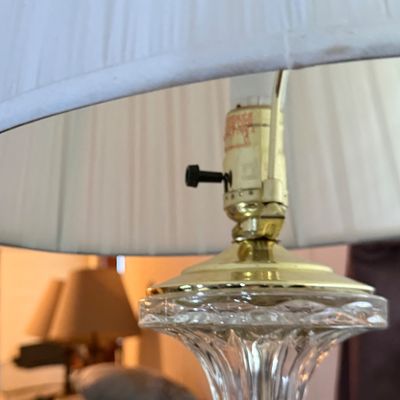LOT 181: Pair of Crystal and Goldtone Table Lamps