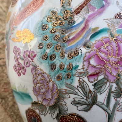 LOT 166: Ceramic Chinese Fishbowl with Wooden Stand