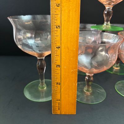 LOT 106: Vintage Pink "Watermelon" & Uranium Depression Stemware