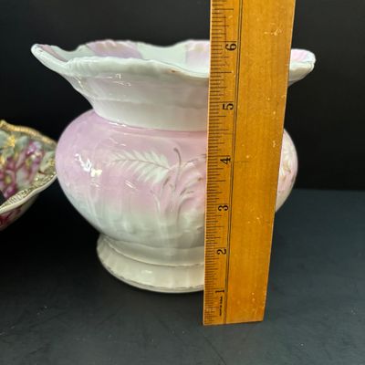 LOT 117: Vintage A. Cameo Creations Lady Hamilton & Master Lambton, Amethyst Glass Shoe, Vintage Jardiniere & More