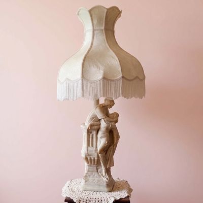 LOT 171: Vintage Carved Alabaster Romeo and Juliet Figural Table Lamp