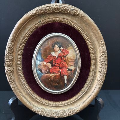 LOT 117: Vintage A. Cameo Creations Lady Hamilton & Master Lambton, Amethyst Glass Shoe, Vintage Jardiniere & More