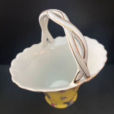 LOT 93: Antique Reflection by I. Godinger & Co. Porcelain Butterfly Basket, Lenox Masterpiece Collection Vase, Pedestal Urn Vases,...