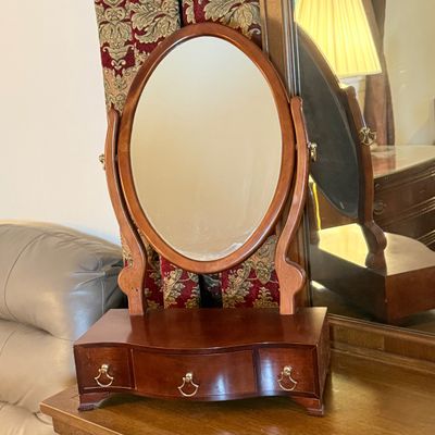 LOT 180: Wooden Vanity Dressing Swivel Mirror