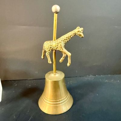 LOT 249: Elephant Collection Including a Planter, Figurines, Glass Trinket Box and a Giraffe Brass Bell