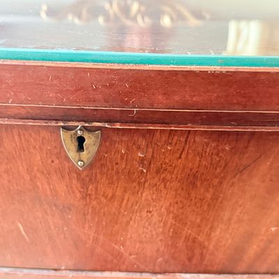 Lot 170: Vintage Mahogany Serpentine Sideboard with Glass Top