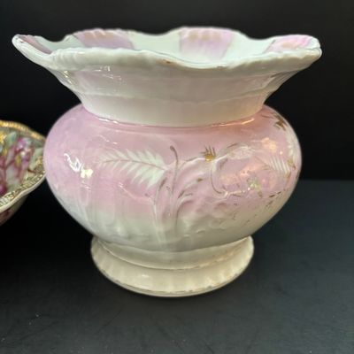LOT 117: Vintage A. Cameo Creations Lady Hamilton & Master Lambton, Amethyst Glass Shoe, Vintage Jardiniere & More