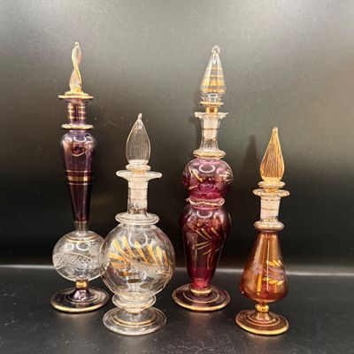 LOT 259: Collection of Hand Blown Glass Perfume Bottles