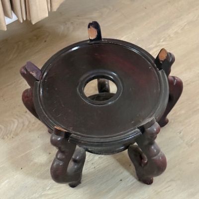 LOT 166: Ceramic Chinese Fishbowl with Wooden Stand