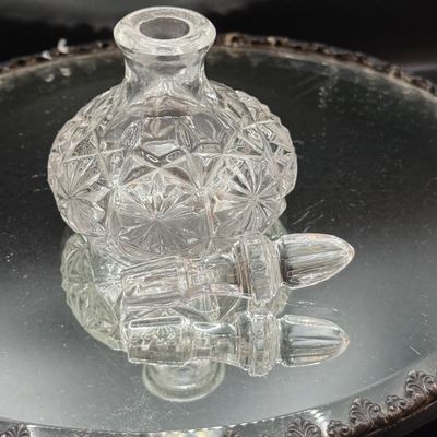 LOT 254: Mirrored Vanity Tray with Perfume Bottles Including Jordache Perfume by Armani and Guerlain Baccarat Bottle and More