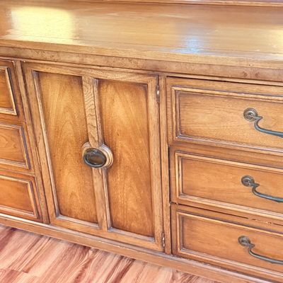 LOT 179: Wooden 9 Drawer Dresser with Mirror
