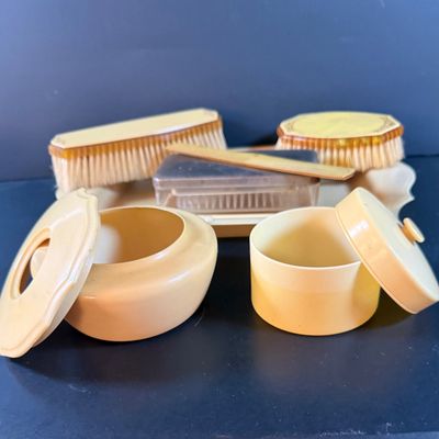 Lot 268: Vintage Celluloid Vanity Dresser Set - 12 Pieces