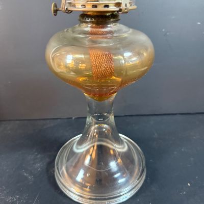 LOT 263: Set of Three Glass Oil Lamps and Vintage Oil Bicycle Lamp