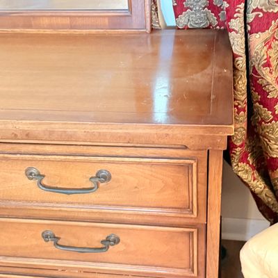 LOT 179: Wooden 9 Drawer Dresser with Mirror