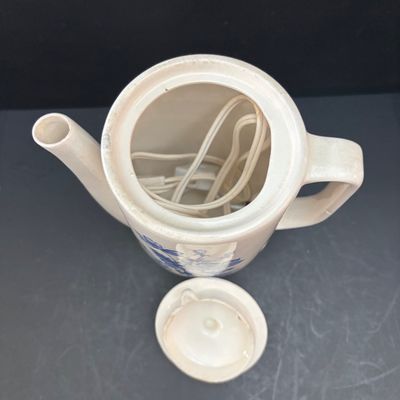 LOT 96: Blue & White Collection: Soup Tureen& Under Plate, Flower Frog, Electric Teapot, Home Accents Vase, Hexagonal Flower...