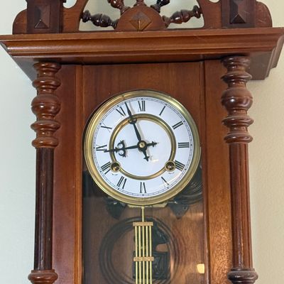 LOT 164: Vintage Wooden Lippinzaner Horse Mechanical Wall Clock
