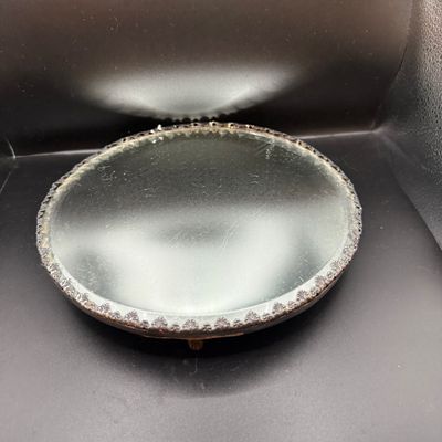 LOT 254: Mirrored Vanity Tray with Perfume Bottles Including Jordache Perfume by Armani and Guerlain Baccarat Bottle and More