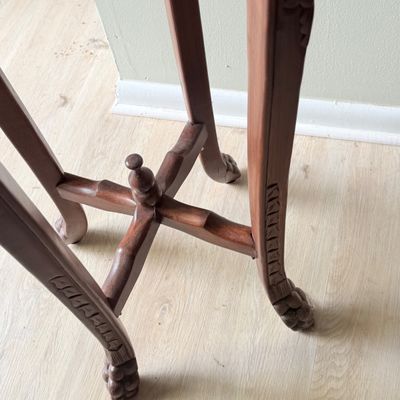 LOT 167: Set of 2 Marble Top Wood Plant Stands