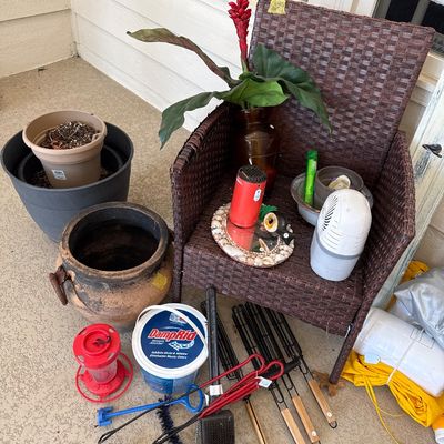 Sale Photo Thumbnail #46: - Some New Yellow Cushions (NIB), pots and more.

NO CHERRY PICKING or taking ONLY the items you want and leaving the rest or you will be banned! Please arrive with enough time to load. Bring boxes/any tools to assemble /dolly/people to help load/etc.
- Q