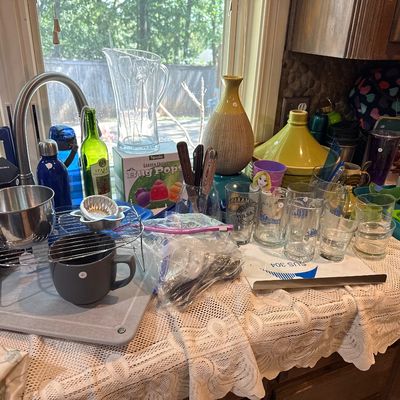 Sale Photo Thumbnail #91: - Table cloth & wood across sink are not included. 

NO CHERRY PICKING or taking ONLY the items you want and leaving the rest or you will be banned! Please arrive with enough time to load. Bring boxes/any tools to assemble /dolly/people to help load/etc.
