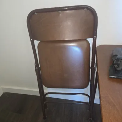 Sale Photo Thumbnail #324: Vintage brown vinyl folding chairs bernadine collection second image