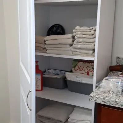 Sale Photo Thumbnail #407: Tall white shaker style linen cabinet second image