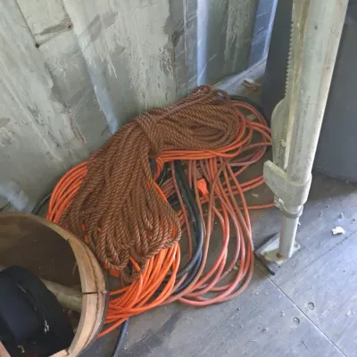 Sale Photo Thumbnail #509: Assorted used extension cords and manila rope