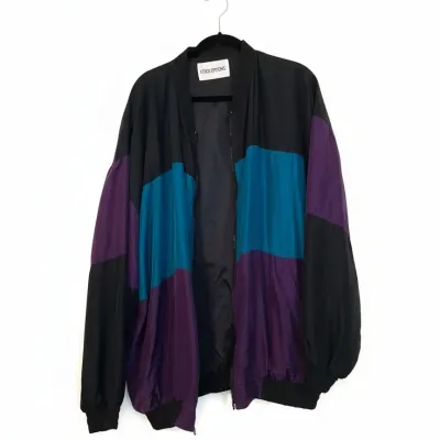 Sale Photo Thumbnail #163: Vintage colorblock silk bomber jacket