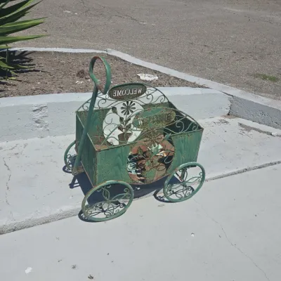 Sale Photo Thumbnail #167: Vintage metal baby carriage planter