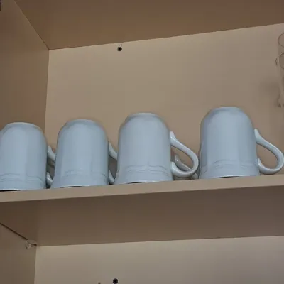 Sale Photo Thumbnail #26: Set of four white ceramic mugs