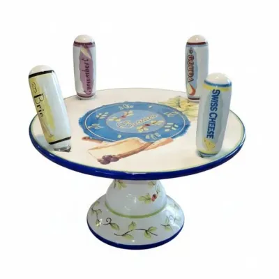 Sale Photo Thumbnail #53: Ceramic cheese serving set with integrated spreaders