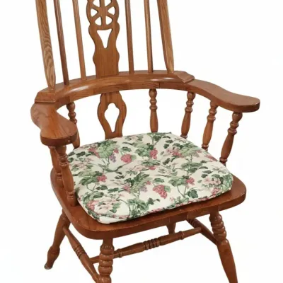 Sale Photo Thumbnail #465: Oak pedestal dining set with hutch and windsor chairs second image